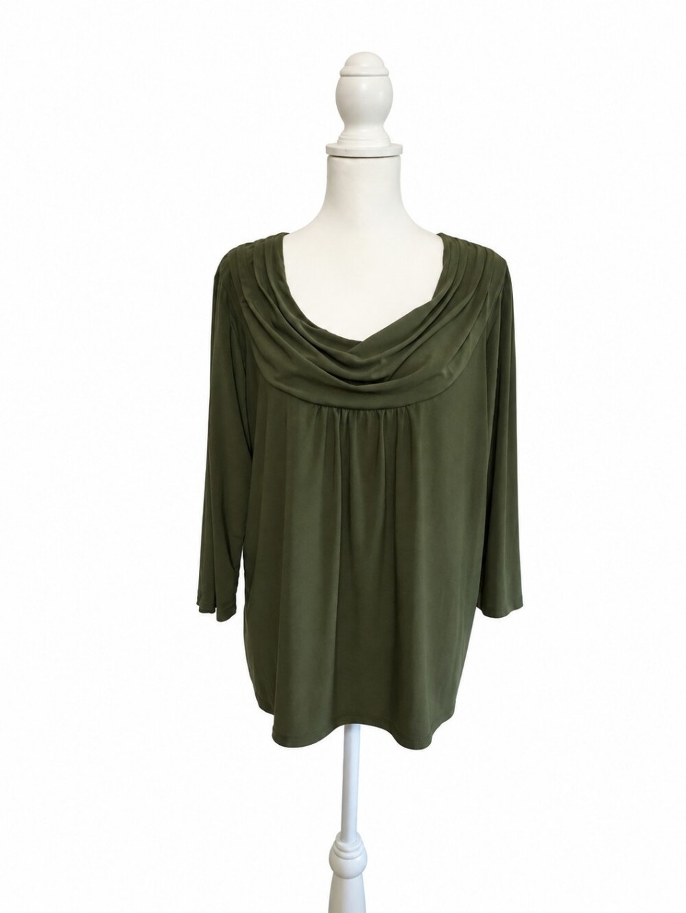 Chic Olive Cowl Neck Blouse